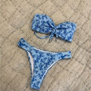 Blue Patterned Bikini Set
